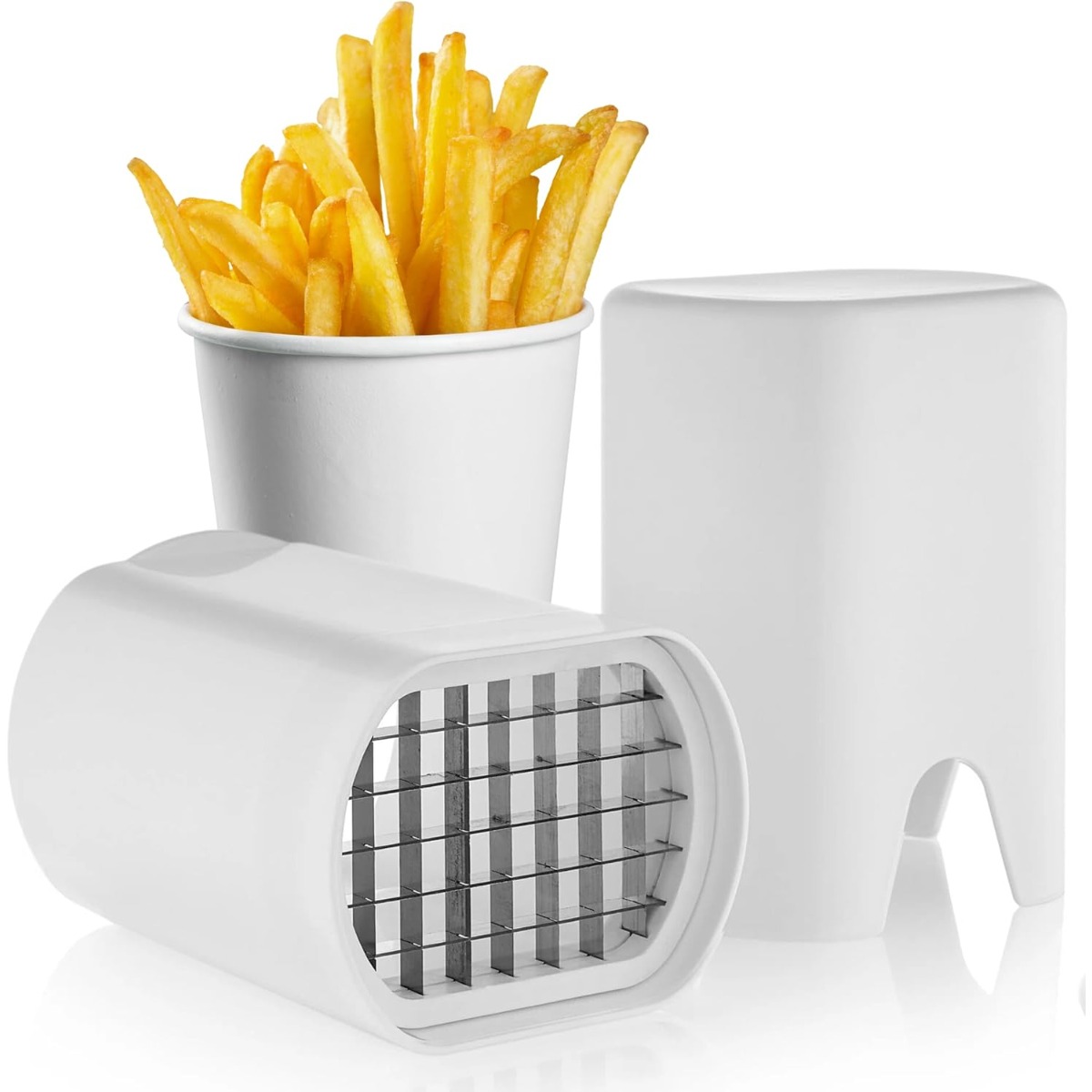 Potato Masher Ricer - Herramienta cortadora de patatas fritas blancas,