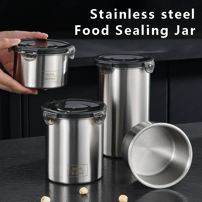 Kitchen Gadgets Storage Ideas - Contenedor de alimentos de acero inoxidable,