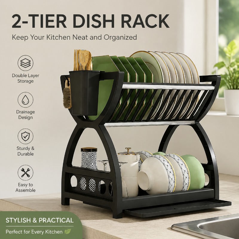Kitchen Gadgets Rack - Escurridor de Platos de 2 Niveles