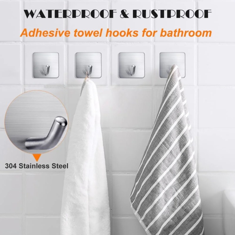 Kitchen Gadgets Storage Ideas - 4 Ganchos Autoadhesivos de Acero Inoxidable,
