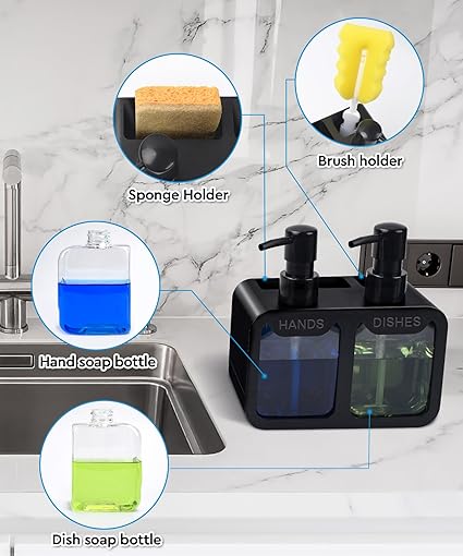Juego de dispensadores de jabó - Kitchen Gadgets Dispenser Brush Holder reseña y precio
