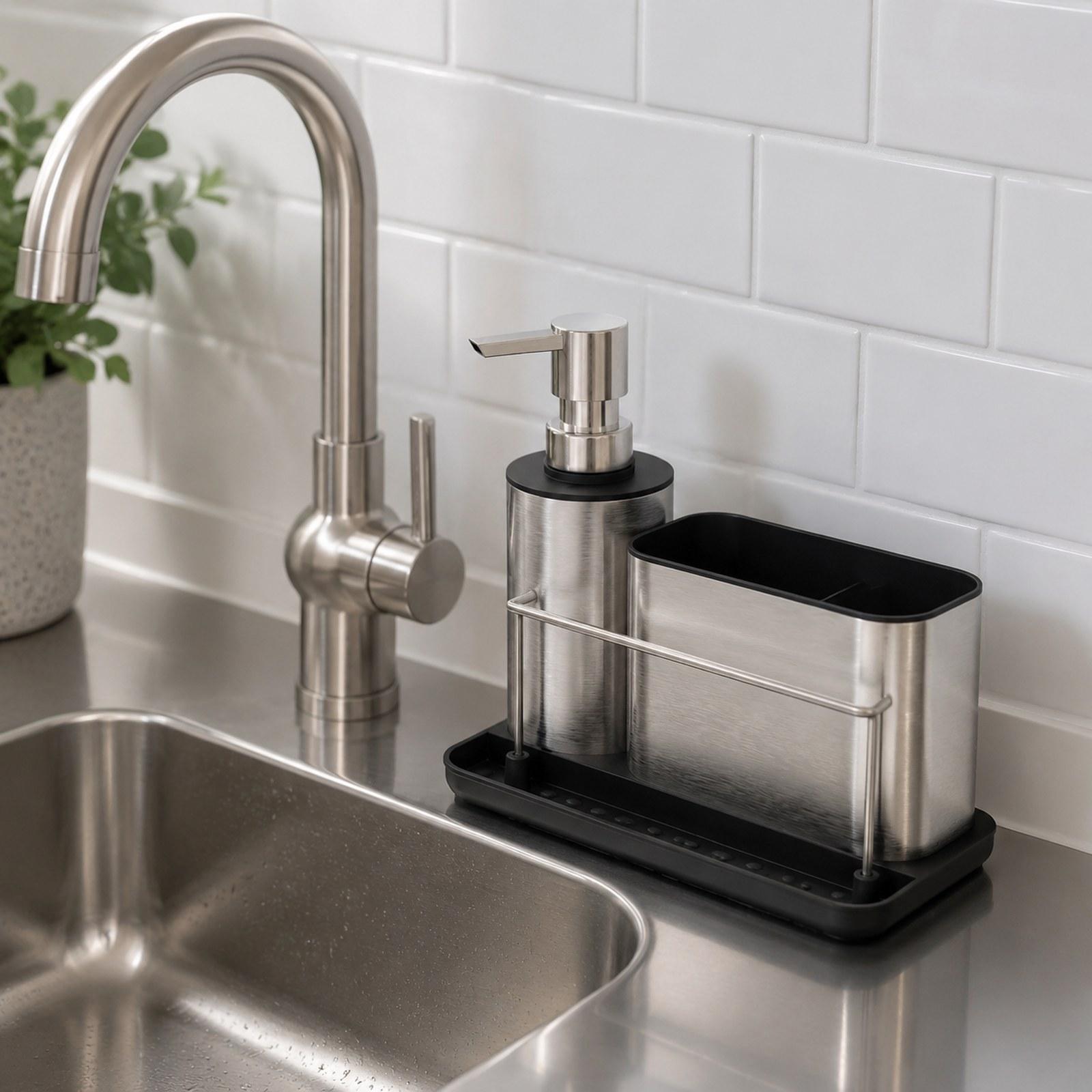 Dispensador de Jabón para Coci - Kitchen Gadgets Dispenser Brush Holder reseña y precio